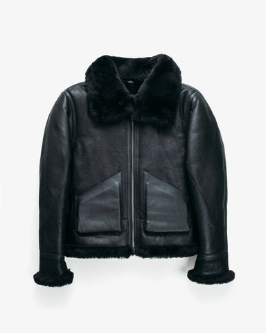 Men’s Black Leather Bomber Jacket