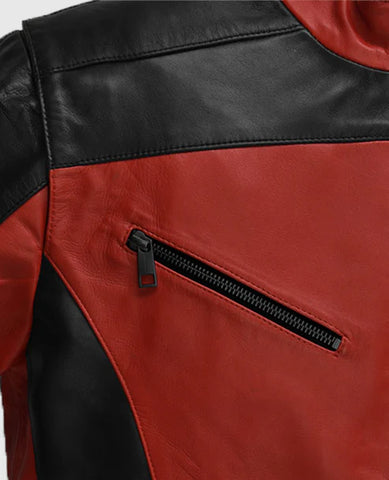 Men’s Red & Black Racing Style Leather Jacket