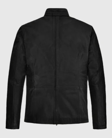Men’s Classic Black Minimalist Leather Jacket