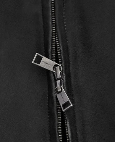 Men’s Classic Black Minimalist Leather Jacket