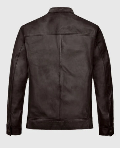 Men’s Dark Brown Classic Leather Biker Jacket