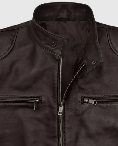 Men’s Dark Brown Classic Leather Biker Jacket