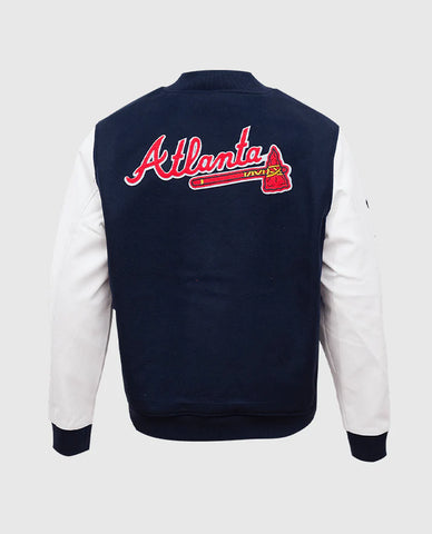 Men's Blue & White Varsity Jacket MLB Atlanta Braves Varsity Jacket