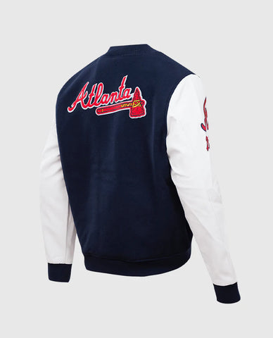Men's Blue & White Varsity Jacket MLB Atlanta Braves Varsity Jacket