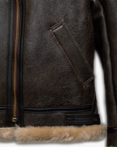 Men’s Brown Shearling Leather Bomber Jacket
