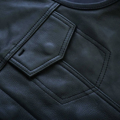 Men’s Black Leather Biker Vest