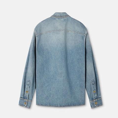 Men’s Light Wash Denim Zip Over shirt