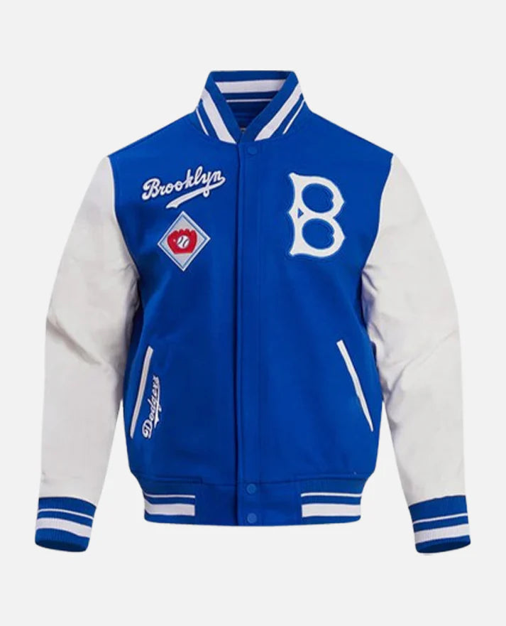 Varsity Jacket Royal Blue & White MLB Brooklyn Dodgers Men's Rib Wool