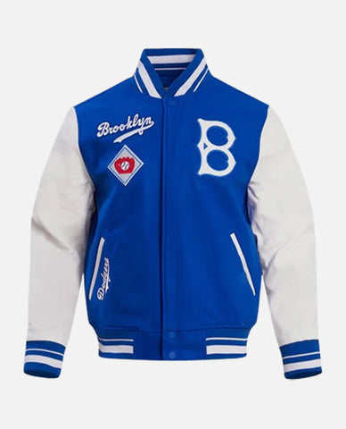 Varsity Jacket Royal Blue & White MLB Brooklyn Dodgers Men's Rib Wool