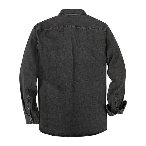 Men’s Black Denim Shirt – Washed Casual Style