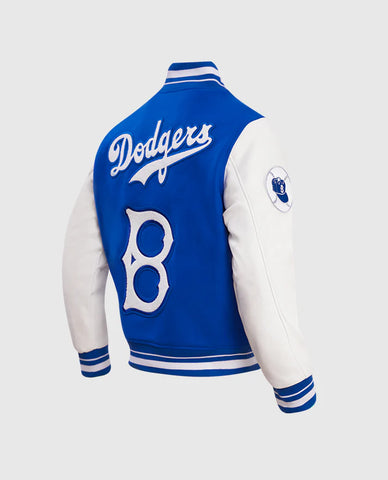 Varsity Jacket Royal Blue & White MLB Brooklyn Dodgers Men's Rib Wool