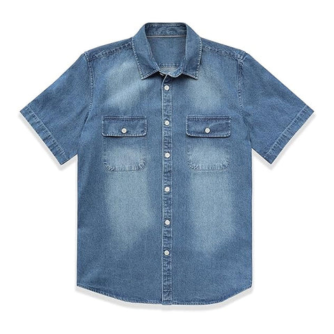Men’s Short Sleeve Denim Shirt – Light Wash Casual