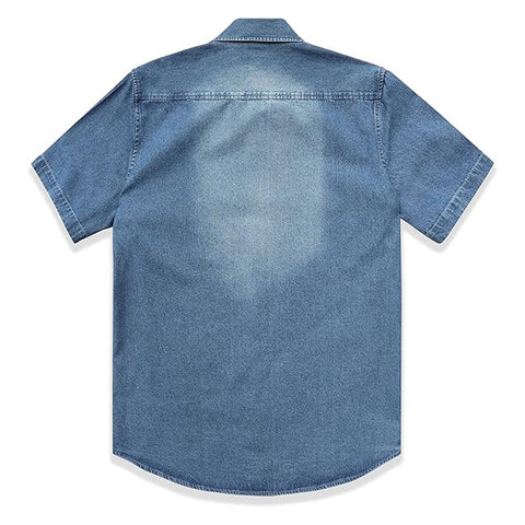 Men’s Short Sleeve Denim Shirt – Light Wash Casual