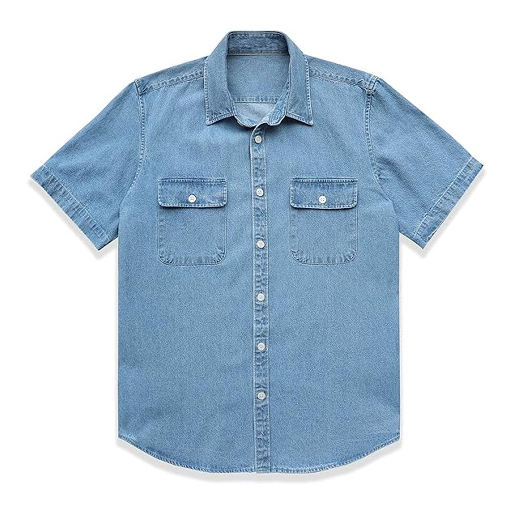 Men’s Short Sleeve Denim Shirt – Light Blue Wash