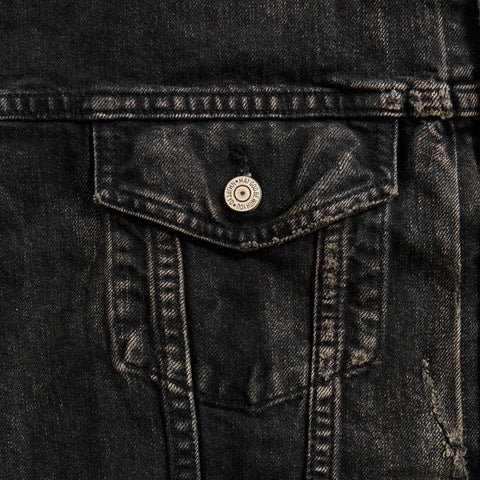 Washed Black Distressed Denim Jacket
