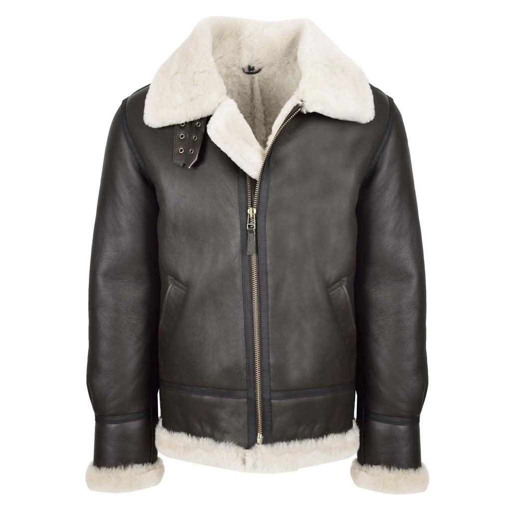 Men's Classic Original Sheepskin Shearling Aviator Leather Jacket