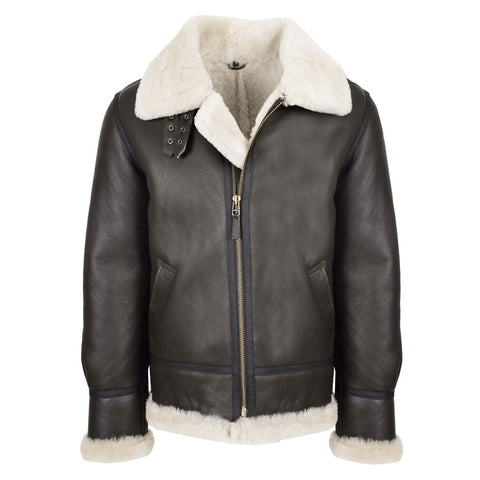 Men's Classic Original Sheepskin Shearling Aviator Leather Jacket