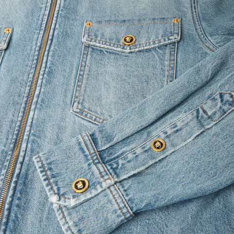 Men’s Light Wash Denim Zip Over shirt