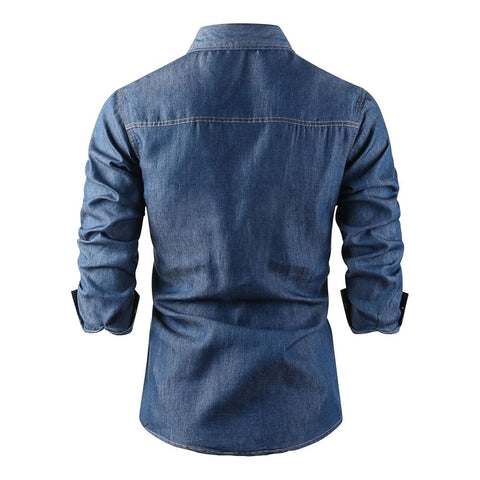Men’s Slim Fit Denim Shirt – Mid Blue Wash