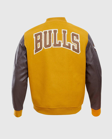 NBA Chicago Bulls Classic Wool Brown & Yellow Men's Varsity Jacket