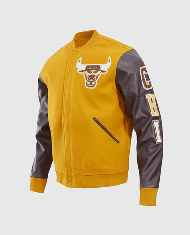 NBA Chicago Bulls Classic Wool Brown & Yellow Men's Varsity Jacket