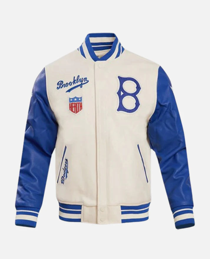 MLB Brooklyn Dodgers Retro Blue & White Classic Men's Rib Wool Varsity Jacket
