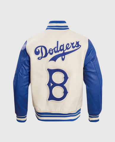 MLB Brooklyn Dodgers Retro Blue & White Classic Men's Rib Wool Varsity Jacket