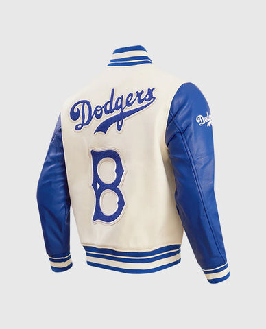 MLB Brooklyn Dodgers Retro Blue & White Classic Men's Rib Wool Varsity Jacket