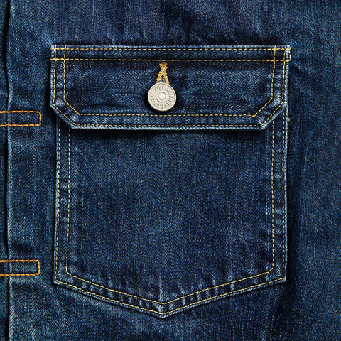 Stylish Navy Blue Jacket Damaged Check Denim Jacket