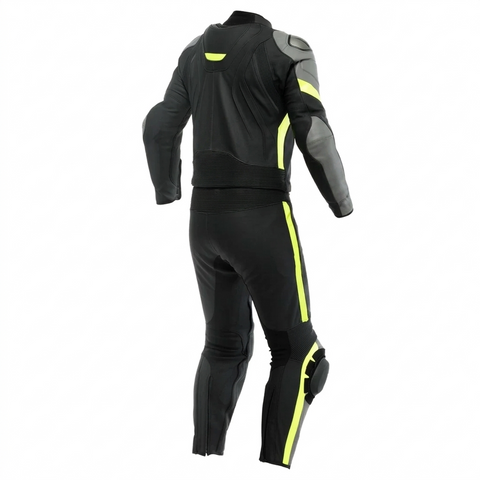 Men’s Racing Leather Motorcycle Suit – Black/Yellow