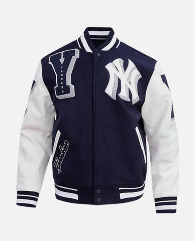 Men's Blue & White Varsity Jacket MLB New York Yankees Varsity Jacket