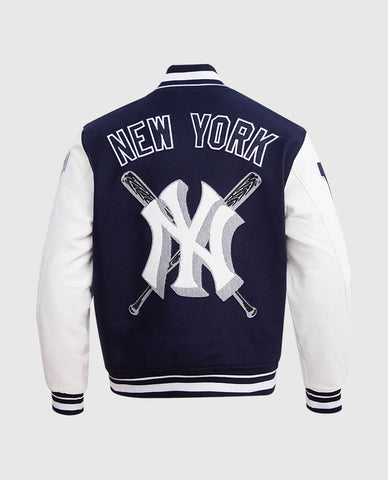 Men's Blue & White Varsity Jacket MLB New York Yankees Varsity Jacket