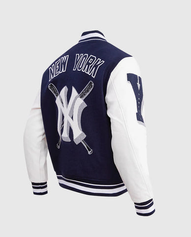 Men's Blue & White Varsity Jacket MLB New York Yankees Varsity Jacket