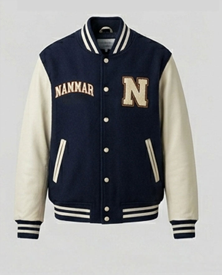 Nammar Classic Navy & Cream Varsity Jacket – Premium Custom Letterman Style