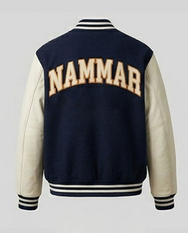 Nammar Classic Navy & Cream Varsity Jacket – Premium Custom Letterman Style