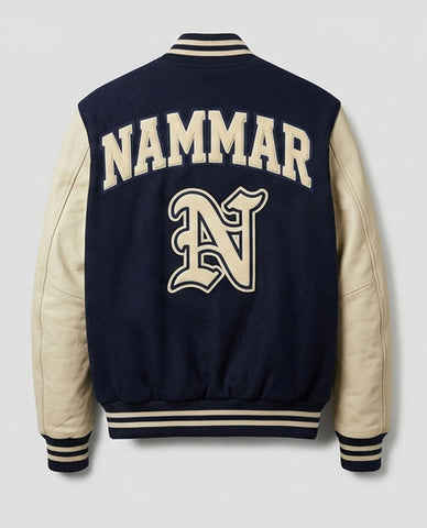Navy & Cream Varsity Jacket Stylish Varsity Jacket for Men