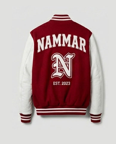 Red & White Varsity Jacket – Nammar Classic Varsity Jacket