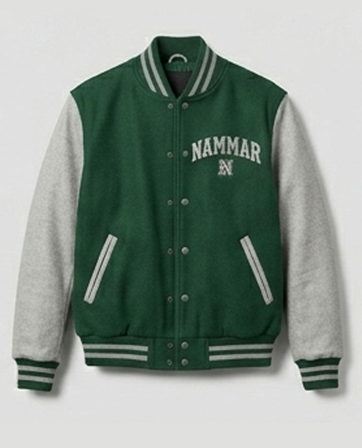 Premium Green Letterman Jacket – Nammar Embroidered Varsity Style