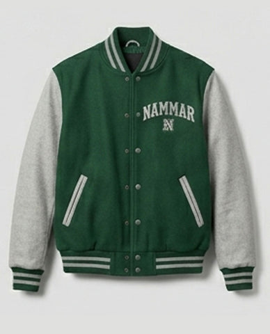 Premium Green Letterman Jacket – Nammar Embroidered Varsity Style