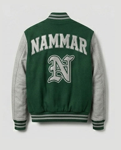 Premium Green Letterman Jacket – Nammar Embroidered Varsity Style