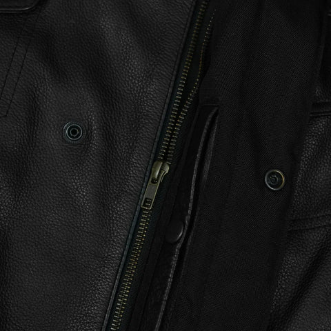 Black Hex Quilted Leather Vest
