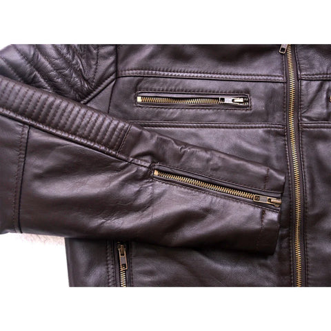 Men’s Classic Black Quilted Biker Leather Jacket