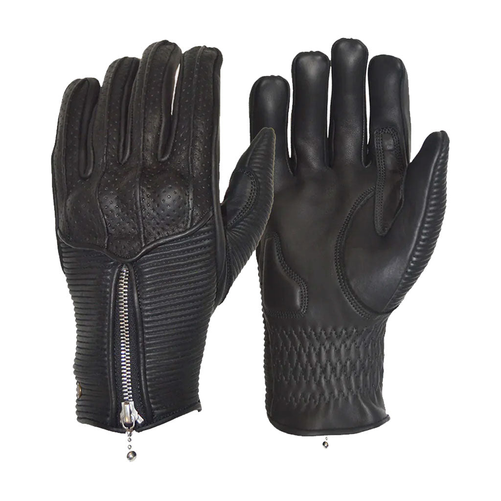 Motorbike Riding Gloves for Men Premium Black Zipper Motorbike Gloves