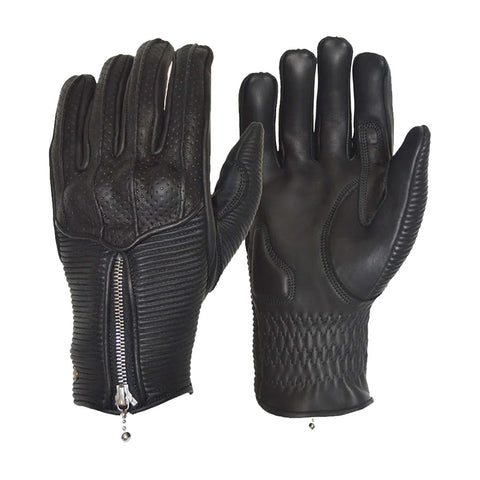 Motorbike Riding Gloves for Men Premium Black Zipper Motorbike Gloves
